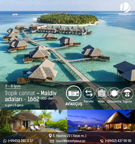 Tropik cənnət - Maldiv adaları -  1662 USD-dan!